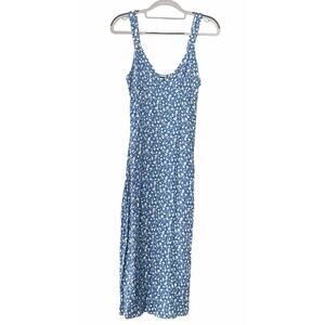 Reformation Marie Floral Blue Midi Slip Column Dress •0•Viscose Rayon Sleeveless
